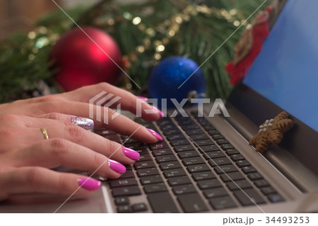Winter holidays. Congratulation and chatting Winter holidays. Congratulation and chatting 34493253