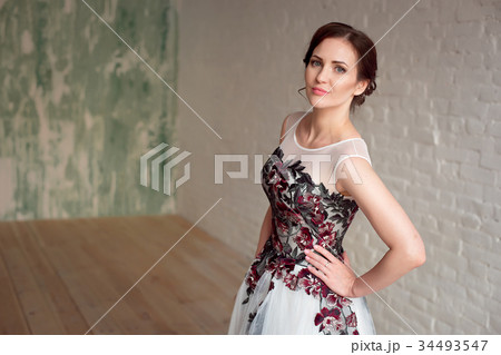 Portrait of Beautiful luxurious female model with 34493547