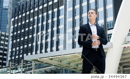 business confident man stand at the outdoor 34494367