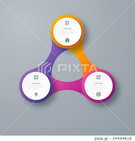 Infographics template 3 options with circle 34494618