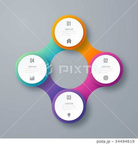 Infographics template 4 options with circle 34494619