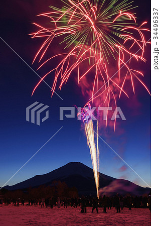 富士山と花火 富士山と花火 34496337