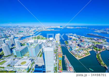 神奈川　横浜みなとみらいの風景 34498701