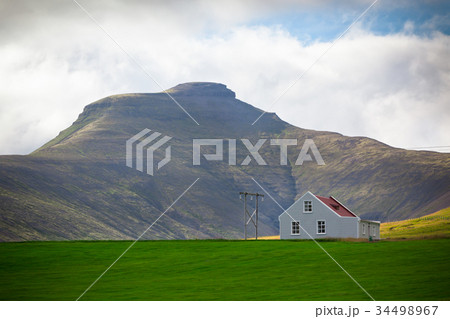 Mountains landscape with an Icelandic House Mountains landscape with an Icelandic House 34498967