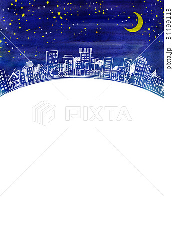 水彩イラスト 夜空のイラスト素材 34499113 Pixta
