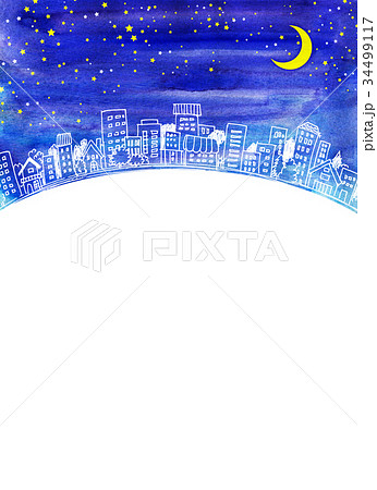 水彩イラスト 夜空のイラスト素材 34499117 Pixta