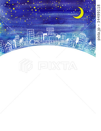 水彩イラスト 夜空のイラスト素材 34499118 Pixta