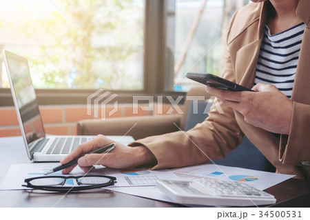 Business Financing Accounting Banking Concept, businesswoman usi 34500531