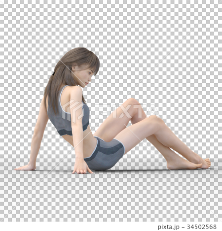 Women perming 3DCG illustration for relaxed pose material Women perming 3DCG illustration for relaxed pose material 34502568