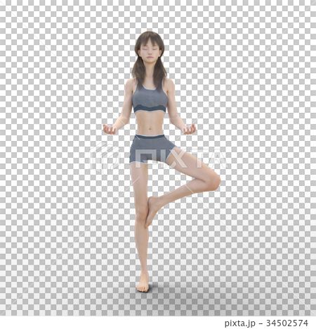 ヨガポーズの女性　perming 3DCG イラスト素材 34502574