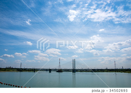 彩湖　水がめ湖　東京外環自動車道方面　 34502693