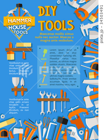 Vector DIY work tools poster for home repair 34503491