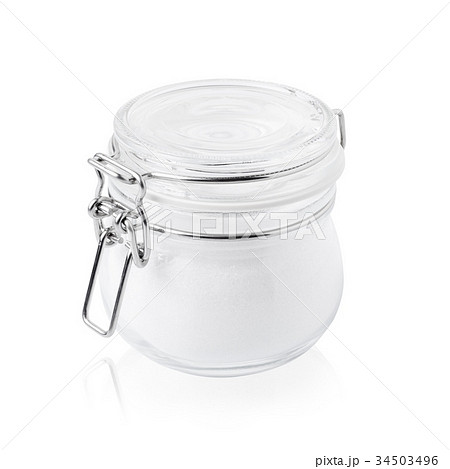 glass jar with sugar, closed, isolated on white 34503496