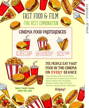 Fast food snacks vector sketch fastfood meals 34503645