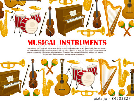 Vector music poster of musical instruments 34503827