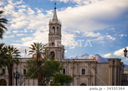 Cathedral and Volcano in Arequipa, Peru Cathedral and Volcano in Arequipa, Peru 34505364