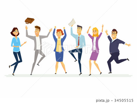 happy business colleagues modern cartoon peopleのイラスト素材