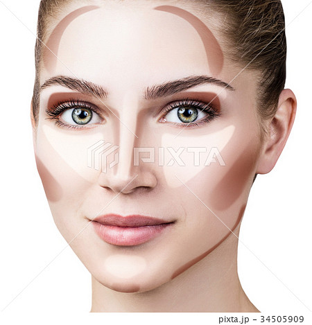 Woman with sample contouring and highlight makeup Woman with sample contouring and highlight makeup 34505909