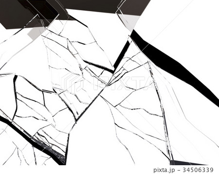 Shattered or demolished glass over white 34506339