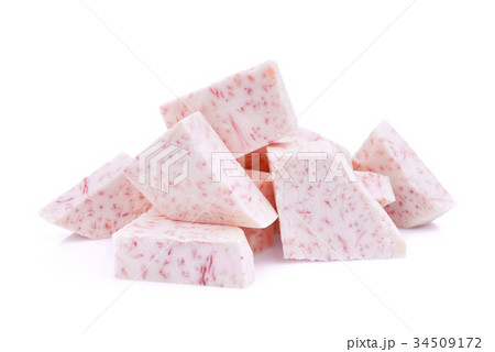 slice of taro root isolated on white background 34509172