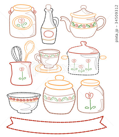 Stitch Kitchen Embroidered Elements Illustration 34509312