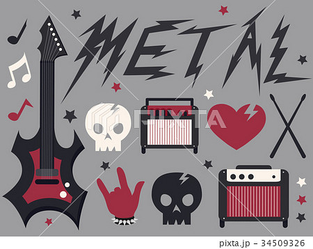 Metal Music Design Elements Illustration Metal Music Design Elements Illustration 34509326