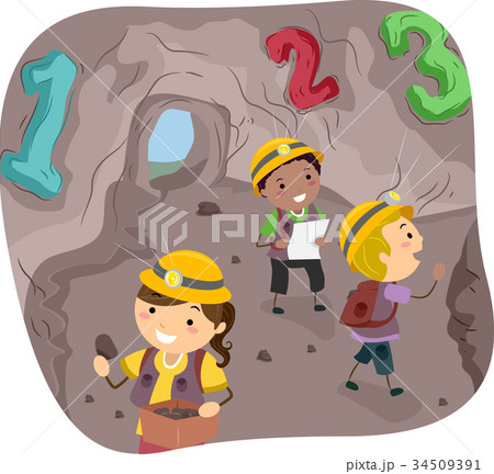 Stickman Kids 123 Cave Illustration Stickman Kids 123 Cave Illustration 34509391