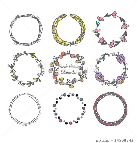 Hand Draw Wreaths Elements Hand Draw Wreaths Elements 34509542