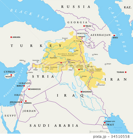 Kurdistan region political map 34510558