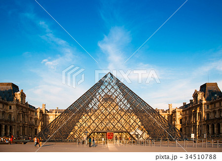Louvre Pyramid in the evening 34510788
