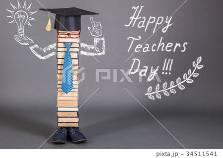 Happy teachers day funny education concept Happy teachers day funny education concept 34511541