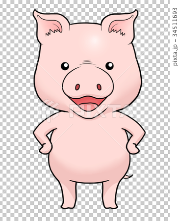 豚のキャラクターのイラスト素材
