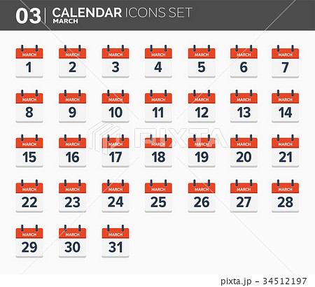 イラスト素材: March. Calendar icons set. Date