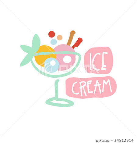 Ice cream logo template colorful hand drawn vector Ice cream logo template colorful hand drawn vector 34512914