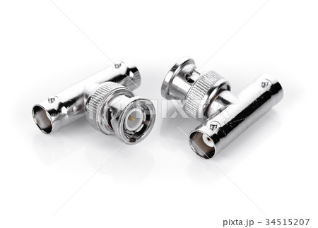 bnc connector3 way isolated on white background bnc connector3 way isolated on white background 34515207