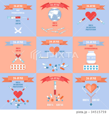 International Day Against Drug Abuse Posters Set 34515759