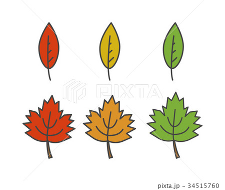 Colorful Leaves Flat Vector Icons Set 34515760