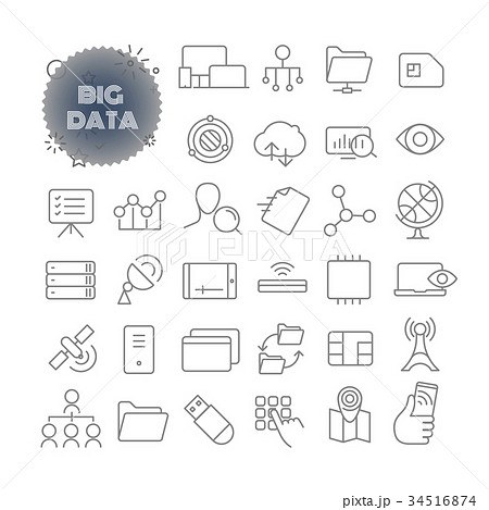 Big Data Outline Icon Set Vector Pictogram Setのイラスト素材