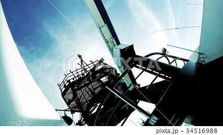 radar antenna tower on modern ship 34516988