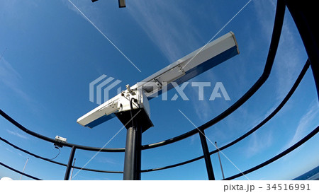 radar antenna tower on modern ship 34516991