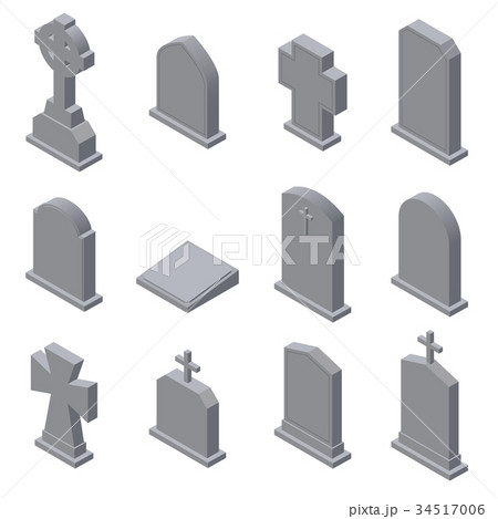 Set of gravestones isolated on white background 34517006