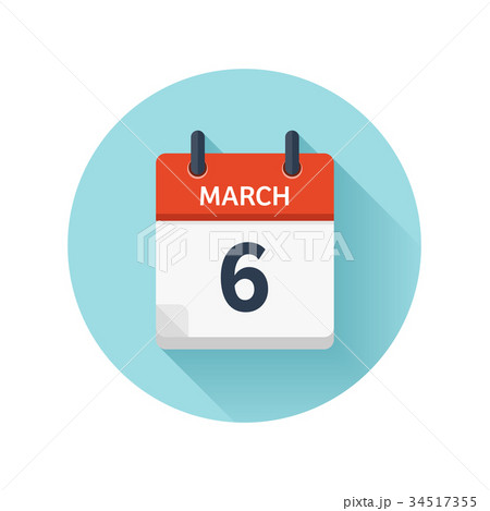 March 6. Vector flat daily calendar icon. Date and 34517355