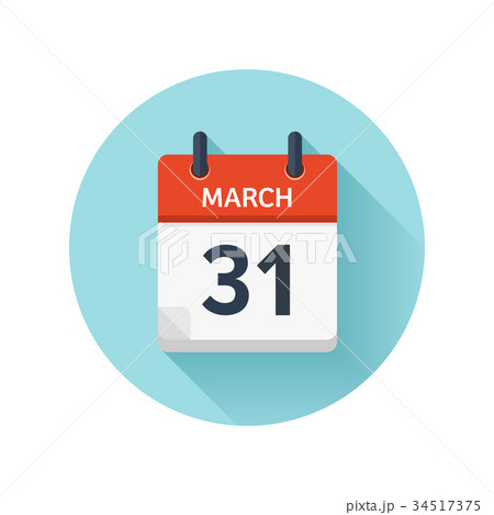 March 31. Vector flat daily calendar icon. Date March 31. Vector flat daily calendar icon. Date 34517375