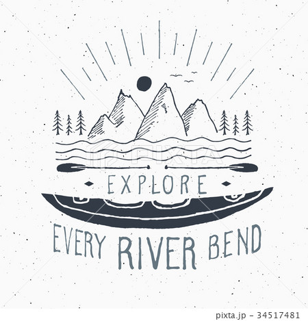 Kayak and canoe vintage label retro badge vector 34517481