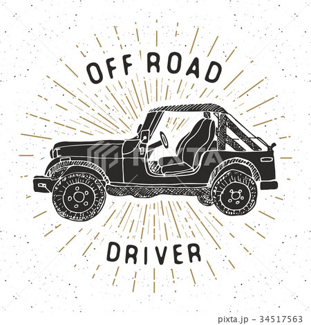 Offroad car, vintage label, retro badge, vector Offroad car, vintage label, retro badge, vector 34517563