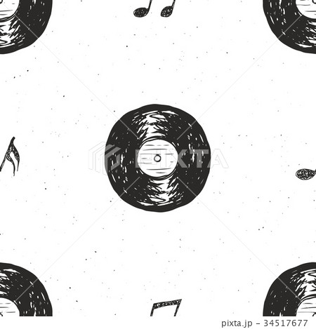 Vinyl Record Vintage Seamless Pattern Vector のイラスト素材