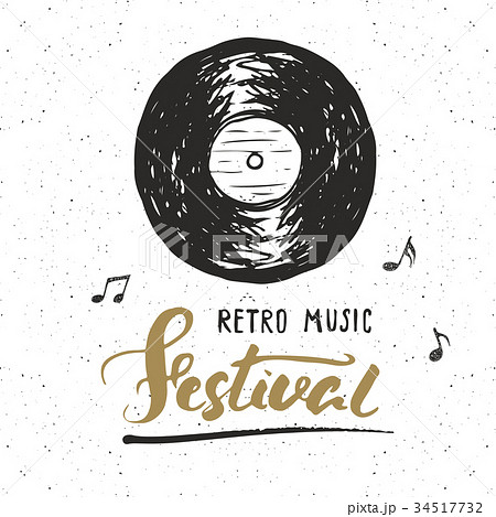 Vinyl Record Lettering Retro Music Festival Vectorのイラスト素材