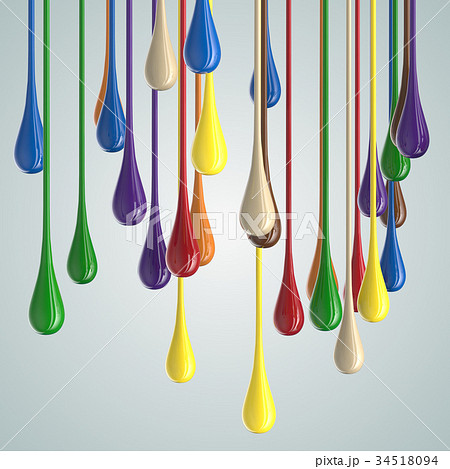 3D color glossy paint drop blobs 34518094