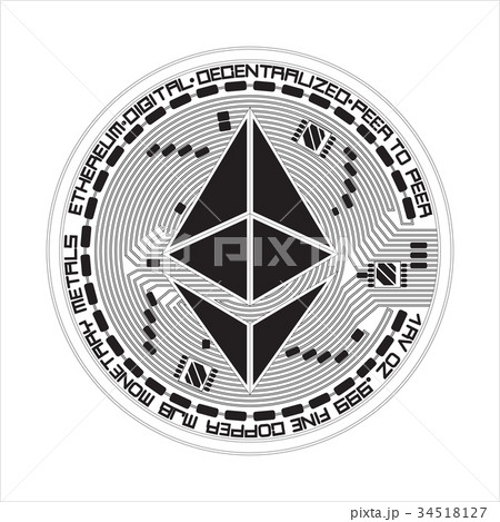 Crypto currency ethereum black and white symbol 34518127