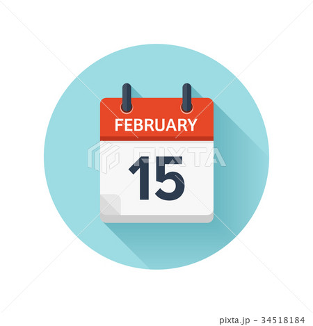 February 15. Vector flat daily calendar icon. Date February 15. Vector flat daily calendar icon. Date 34518184